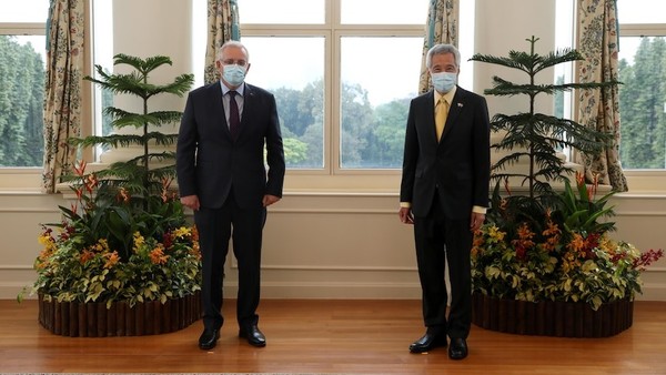 스콧 모리슨 호주 총리(왼쪽)와 리셴룽 싱가포르 총리/사진=호주 ABC 뉴스