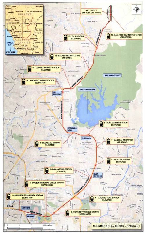 필리핀 마닐라 메트로 7호선(MRT-7) 노선도./사진=뉴시스 제공.