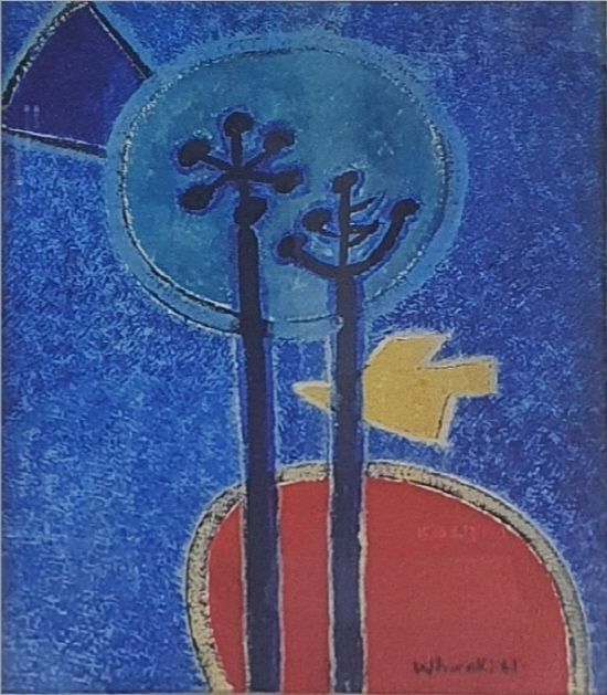 △캔퍼스에 유채(oll on canvas) 60.6 x 72.7cm 해와 달 김환기 [개인소장]