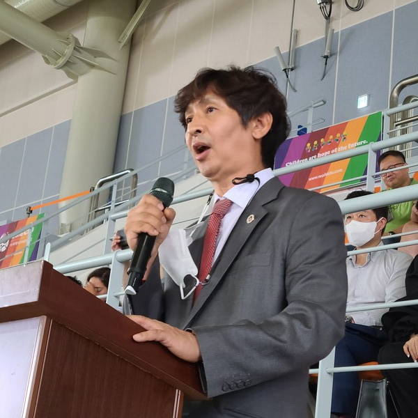 Vice-President Kim Han-joon's opening ceremony speech. / Photo = Provided by the World Children's Taekwondo Union