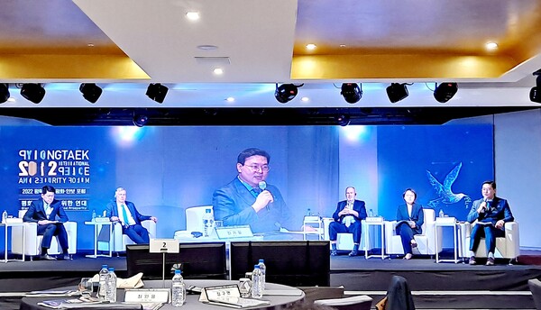 발언하는 최기일 교수./사진=평택시 제공.