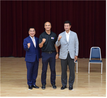 (왼쪽부터) 최재춘 위원장, 류근무 사무총장, 문대성 공동조직위원장./사진=김운용스포츠위원회 제공.