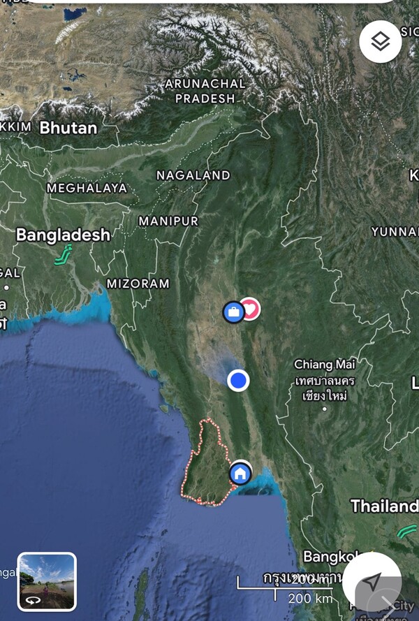 미얀마 애와디주 위치./구글 지도 캡쳐