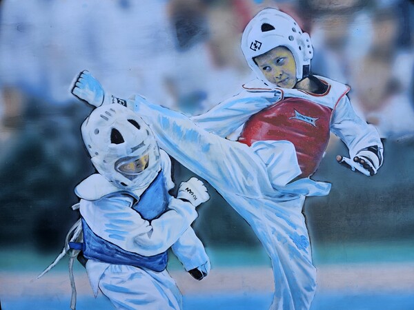 송산 차홍규 화백 유화 작품. /세계어린이태권도연맹 제공.