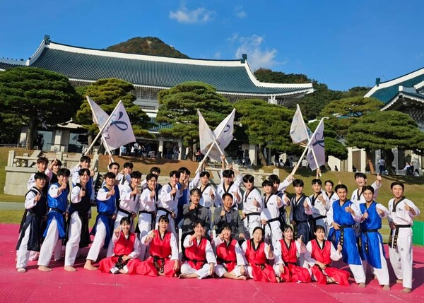 명소를 찾아가는 홍보행사 일환으로 청와대 시범공연/사진=태권도진흥재단 제공
