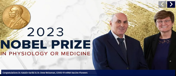 미국 펜실베니아의대 드류 와이즈먼(Drew Weissman)교수(左) 바이오엔테크 카탈린 커리코(Katalin Karikó) 수석 부사장(右) / 출처=Perelman School of Medicine at the University of Pennsylvania 홈페이지