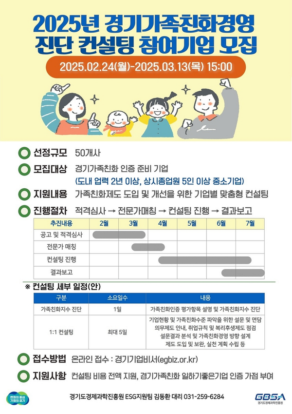 가족친화경영 컨설팅 참여 기업 모집 포스터 / 이미지=경기도 제공