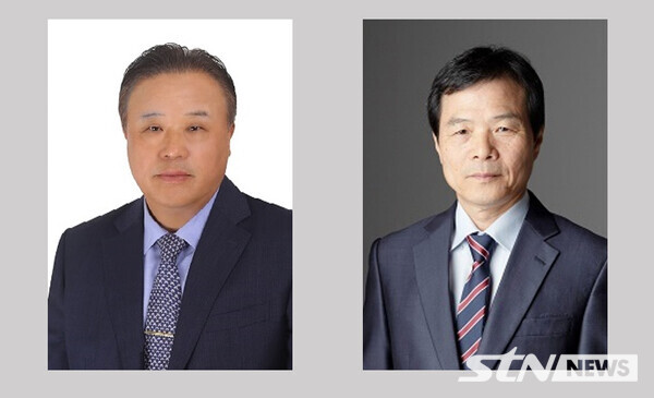 Kim Sang-jin (right) and Yang Jin-bang, candidates for the Asian Taekwondo Federation (ATU) presidential election./Photo by STN News DB.