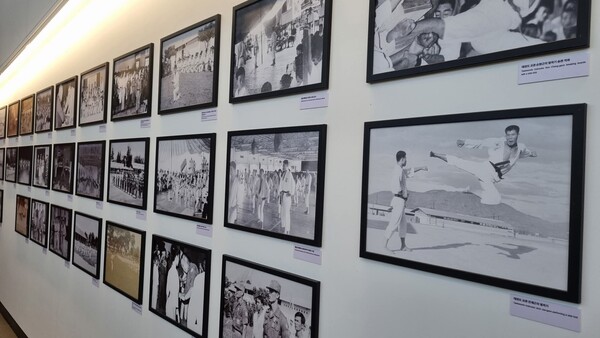 무주태권도원 국립태권도박물관에 전시된 주월사령부 태권도 교관단 활동 사전 전시회 작품/사진 태권도진흥재단 제공